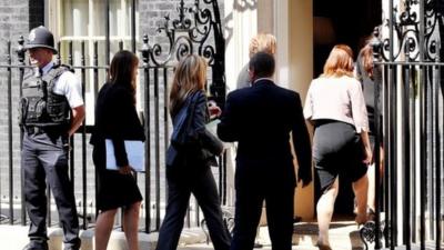 Families of Britons killed in the downing of MH17 arrive in Downing Street for a meeting with David Cameron