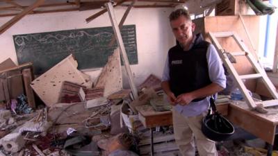 Chris Morris reports from damaged school in Gaza