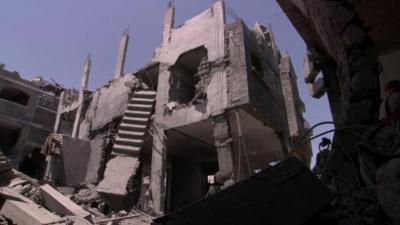 Ruined buildings in Gaza