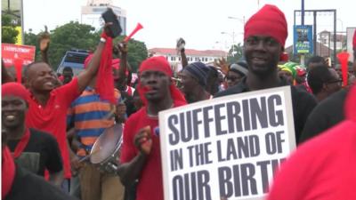 Protestors in Accra, Ghana