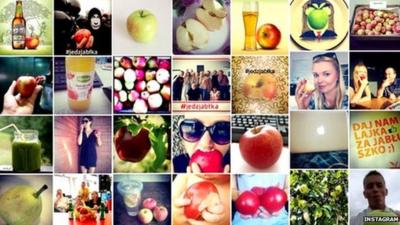 Polish people posting selfies eating apples