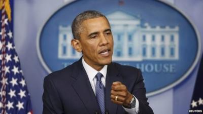 US President Barack Obama makes a statement while at the White House in Washington 1 August 2014