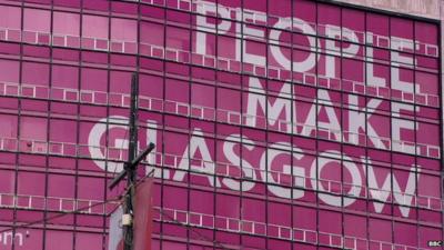 Building with slogan 'People make Glasgow'