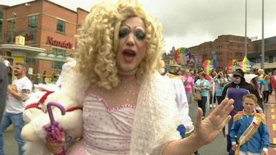 Reveller in Liverpool Pride parade