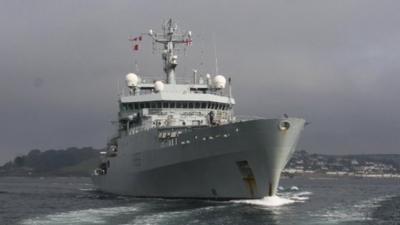 HMS Enterprise leaves Falmouth. Pic: Royal Navy