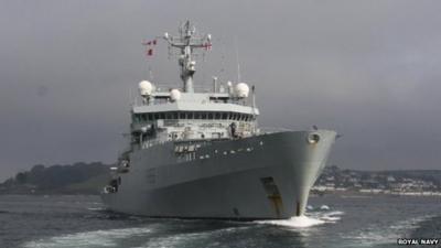 HMS Enterprise leaves Falmouth. Pic: Royal Navy