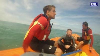 Two surfers rescued at low tide by RNLI lifeguards at Perranporth