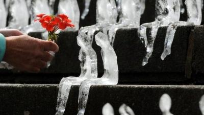 Ice figures and a flower