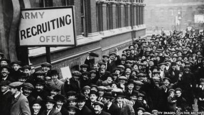 Recruitment queue in World War One