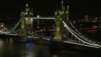 Tower bridge before the lights were turned off