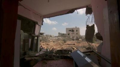 Remains of a house in Gaza