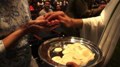 Holy Communion service in a church in the US