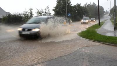 The heavy rain caused flooding on roads in parts of Cookstown and Magherafelt