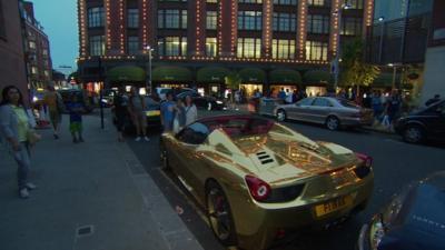 A gold Ferrari