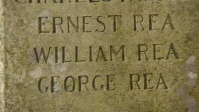 Rea family names on monument