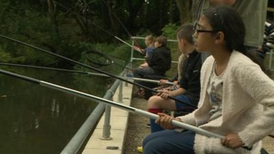 Kids fishing