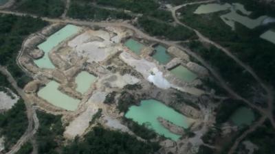 Deforestation in the Amazon caused by illegal gold mining