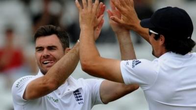 England's Jimmy Anderson (left) and Alastair Cook