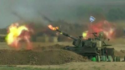 Israeli tank firing