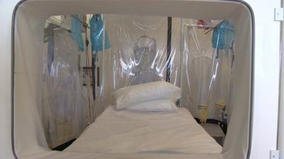 The bed in the isolation unit