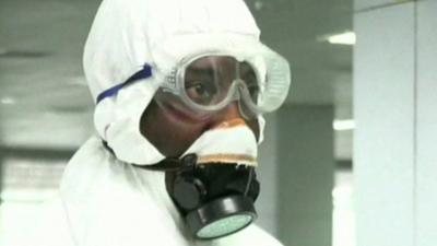 Close up of man in protective gear