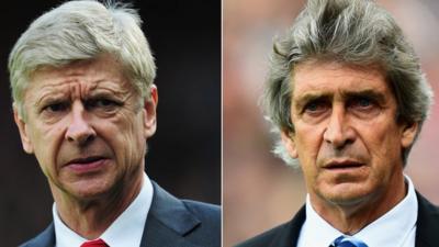 Arsenal manager Arsene Wenger and Manchester City manager Manuel Pellegrini