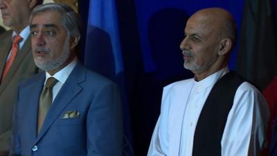 Abdullah Abdullah (left) and Ashraf Ghani