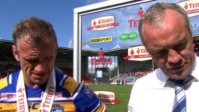 Man of the match Jamie Peacock (left) and his Leeds head coach Brian McDermott