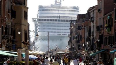 MSC Divina cruise ship in Venice lagoon