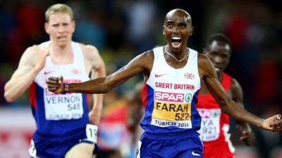 British runner Mo Farah wins 10,000m gold at the European Athletic Championships in Zurich