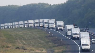 A Russian convoy of lorries