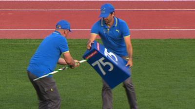 European Championships: Wild javelin throw pierces marker