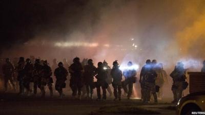 Police in Missouri during protests against shooting of Michael Brown