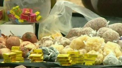 Produce at market stall in Liberia