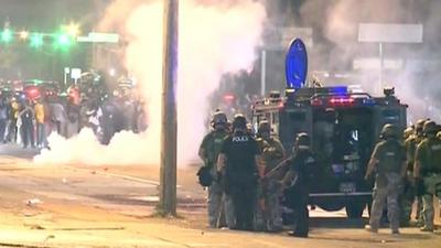 Riot police in Ferguson