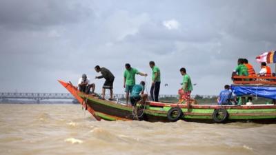 A boat being used in the search