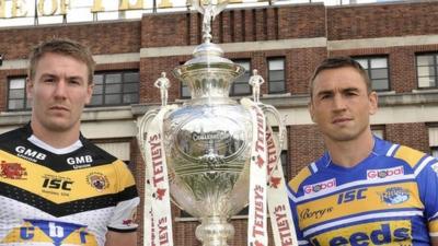 Castleford's Michael Shenton (left) and Kevin Sinfield of Leeds