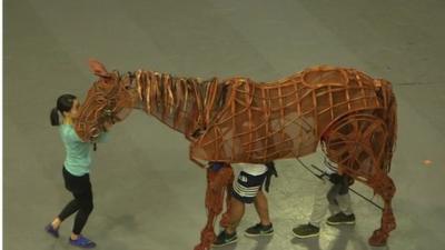 A scene from the War Horse rehearsals in Beijing