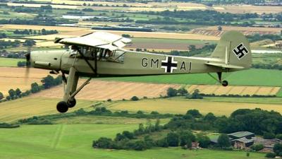 A 1942 Fieseler Storch, a German aircraft used in World War Two