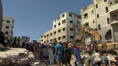 Rubble believed to be remains of house belonging to relatives of Mohammed Deif