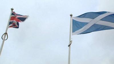 Union Jack and Scotland flag