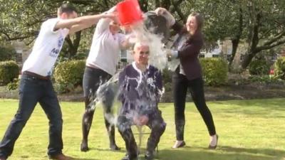 Alistair Darling doing the ice bucket challenge