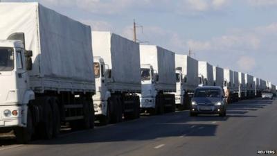 Russia's aid convoy at the Ukrainian border, 21 August