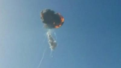 The SpaceX Falcon 9 rocket exploding