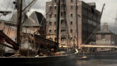 Gloucester Docks as a film set