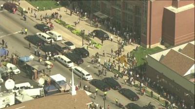 Crowd at Michael Brown funeral