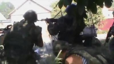 Unverified footage of fighting between Ukrainian forces and militants near Mariupol