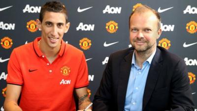 New Manchester United signing Angel Di Maria and Executive Vice-Chairman Ed Woodward