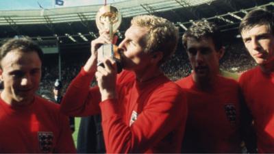 England captain Bobby Moore with the Jules Rimet trophy