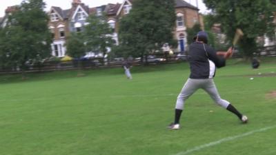 London Met player striking the ball